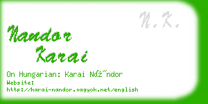 nandor karai business card